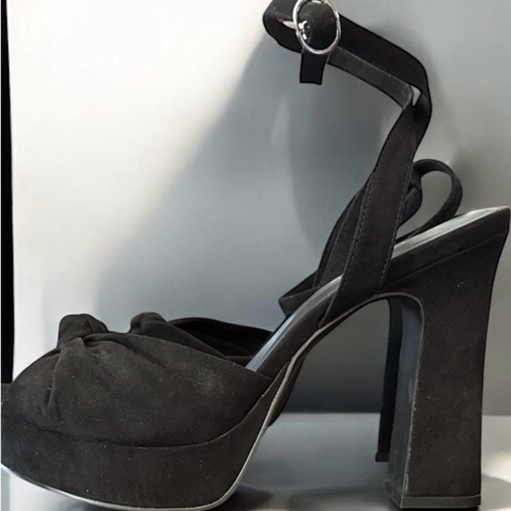 Rampage Black Chunky Heels with Ankle Strap